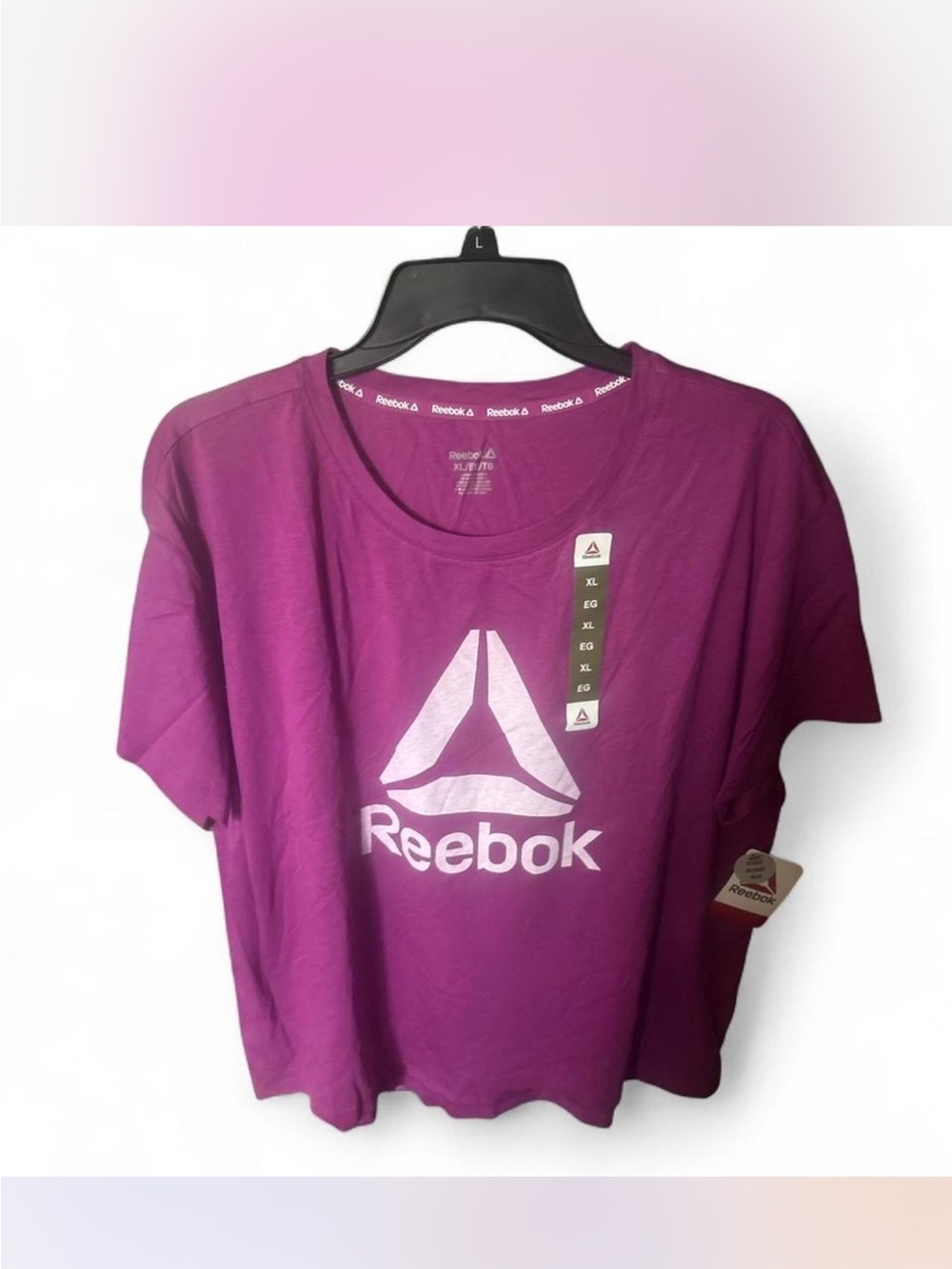 Reebok Women's Magenta Logo Short-Sleeve Tee